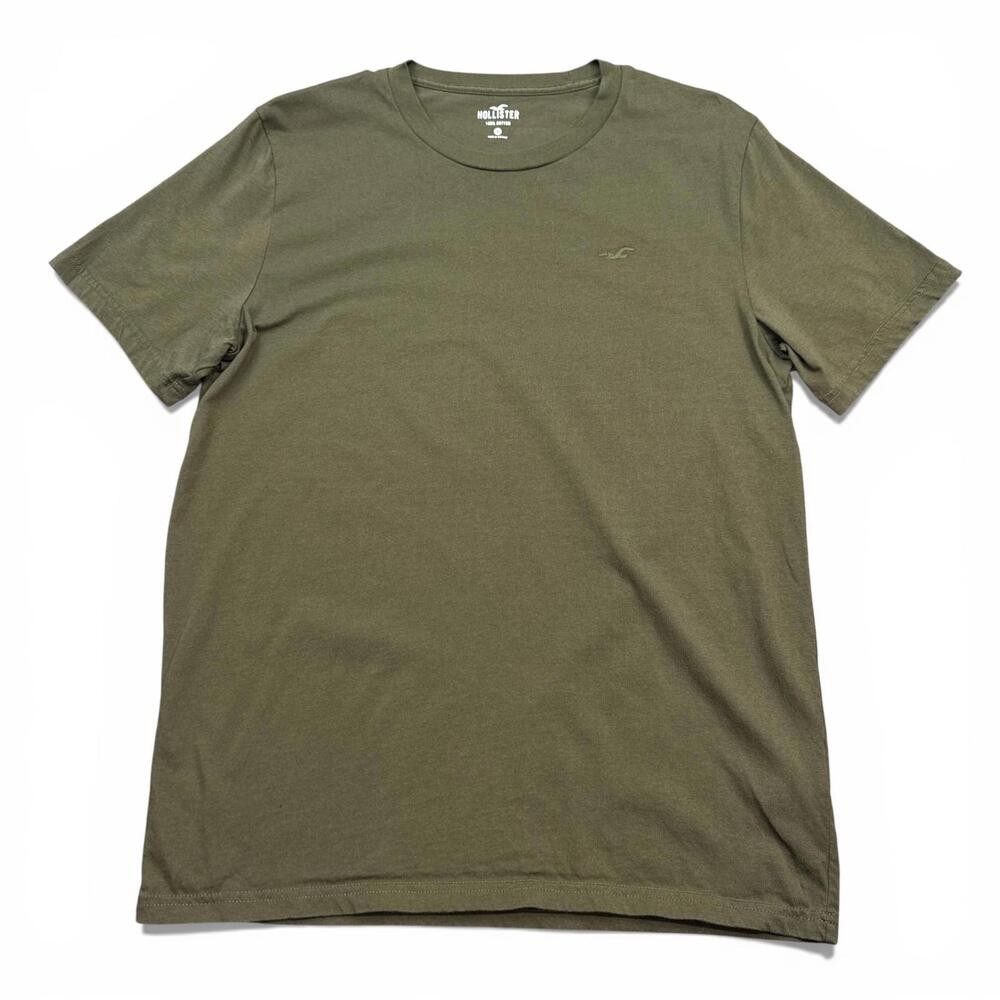 Hollister Essential Cotton Tee Shirt Mens Size Medium Olive Green Crew Neck